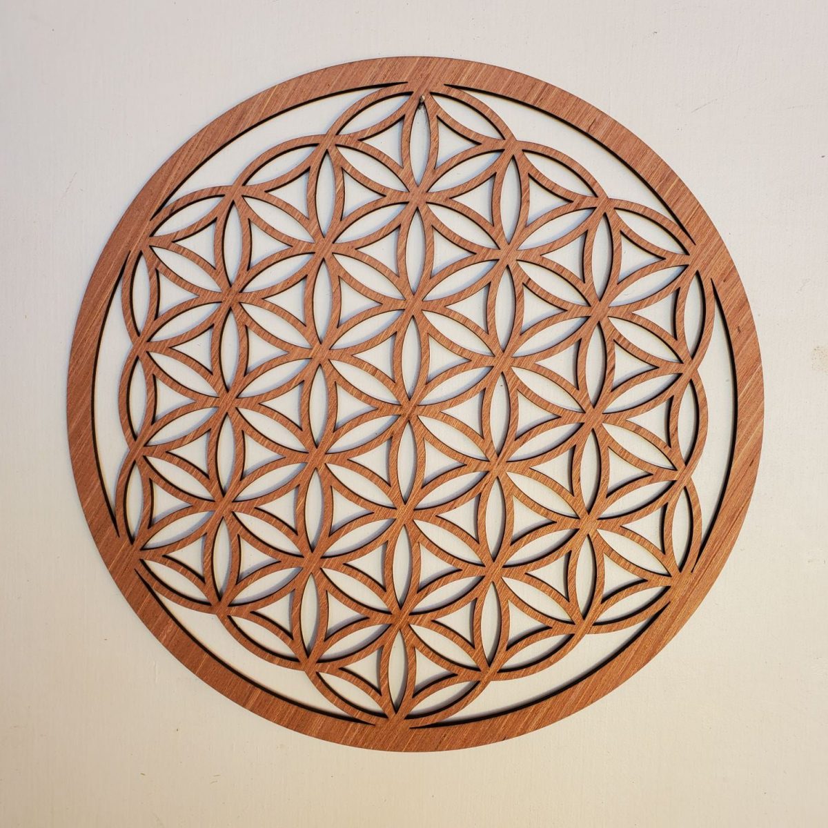 Panneau décoratif rond en bois Fleur de vie 30 cm
