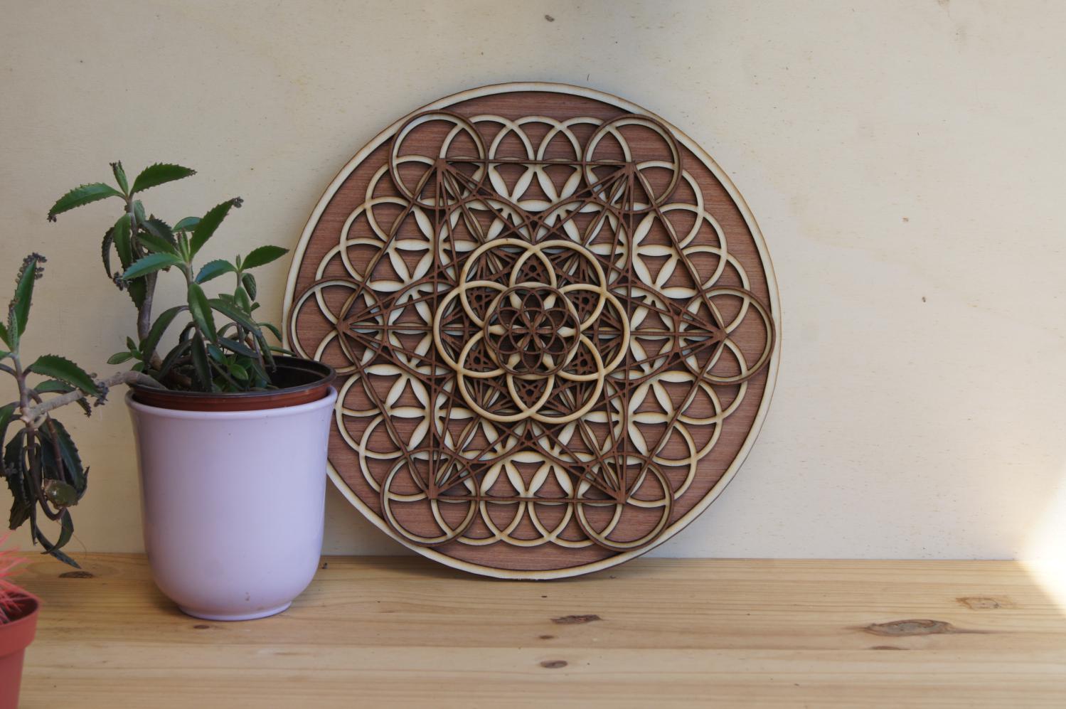 Dytabepl - Lot De 3 Sculptures Murales Géométrie Sacrée En Bois, Décoration Zen Et Spirituelle Pour Intérieur